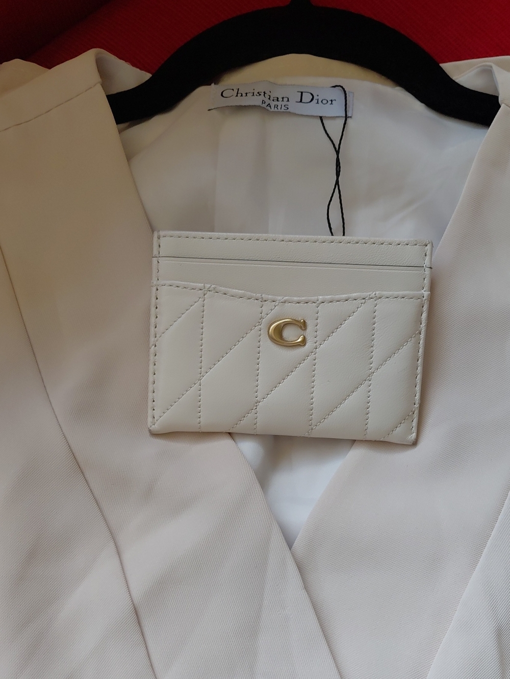 ☀️Coach French Vanilla Cream Quilted Card Holder And Cream Dress ☀️